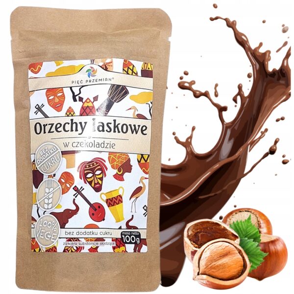 Orzechy Laskowe w czekoladzie 100G BEZ CUKRU intensywny smak czekolady