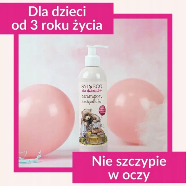 SYLVECO Szampon i odżywka do włosów dla dzieci 2w1 3+ 300ml Malinowy - obrazek 6