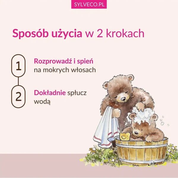 SYLVECO Szampon i odżywka do włosów dla dzieci 2w1 3+ 300ml Malinowy - obrazek 5