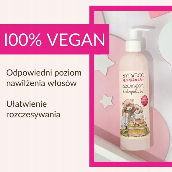 SYLVECO Szampon i odżywka do włosów dla dzieci 2w1 3+ 300ml Malinowy - obrazek 4