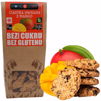 PURE&GOOD ciastka owsiane z Mango bez dodatku cukru i bez glutenu 150G