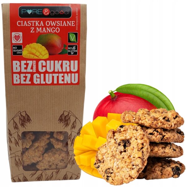 PURE&GOOD ciastka owsiane z Mango bez dodatku cukru i bez glutenu 150G