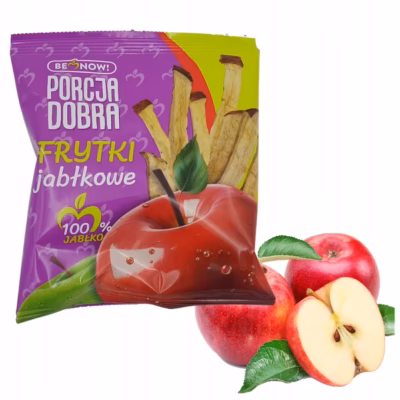 Frytki jabłkowe Porcja Dobra 18g 100% suszonych jabłek Lekko chrupiące