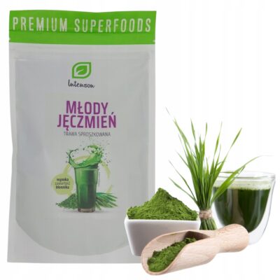 Intenson Młody Jęczmień proszek 100g, trawa młodego jęczmienia, sok z trawy