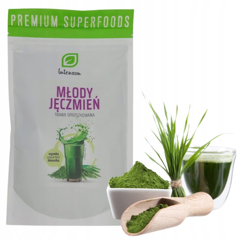 Intenson Młody Jęczmień proszek 100g, trawa młodego jęczmienia, sok z trawy