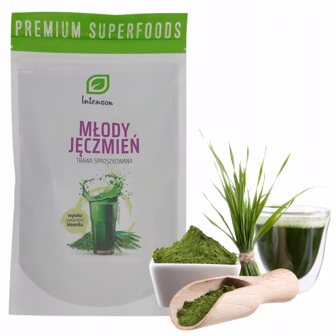 Intenson Młody Jęczmień proszek 100g, trawa młodego jęczmienia, sok z trawy