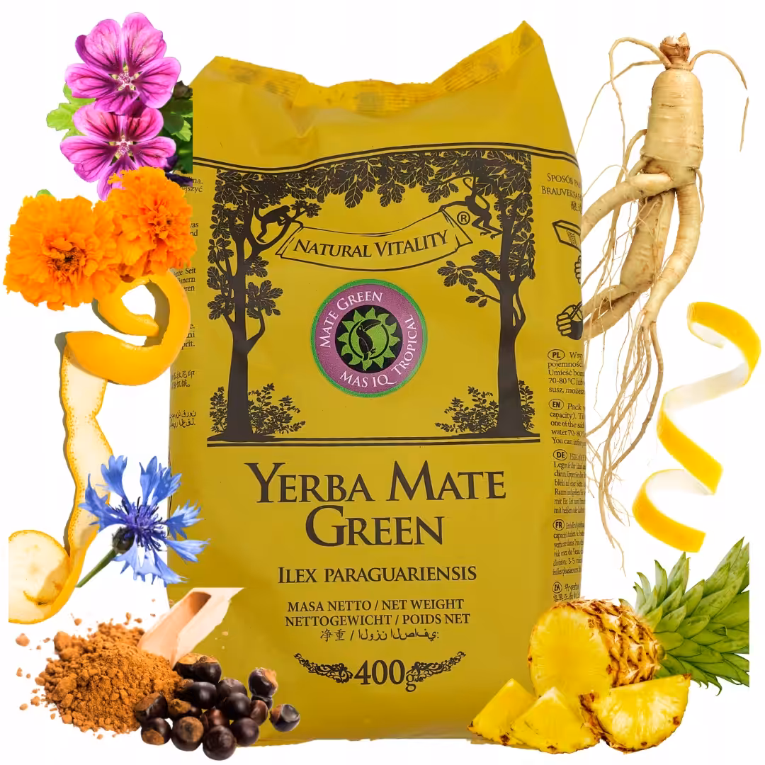 Yerba Mate Green Mas IQ Tropical 400g najlepsza owocowa MOC Tropików