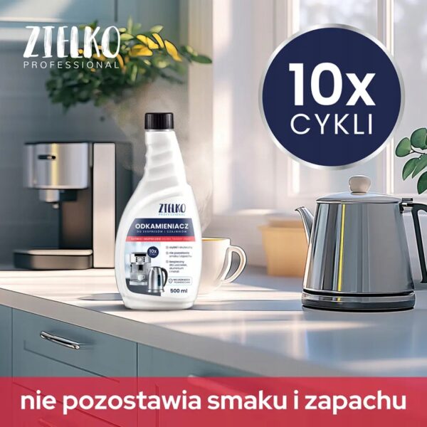 Odkamieniacz do ekspresów i czajników w płynie Zielko 500 ml na 10 x cykli - obrazek 4
