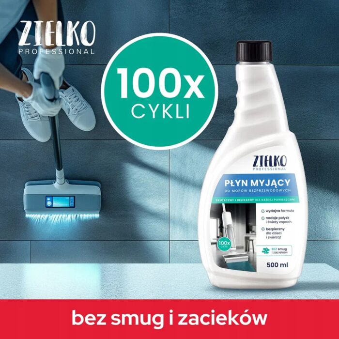 ZIELKO Płyn myjący do mopów bezprzewodowych Bez smug i zacieków na 100cykli - obrazek 6