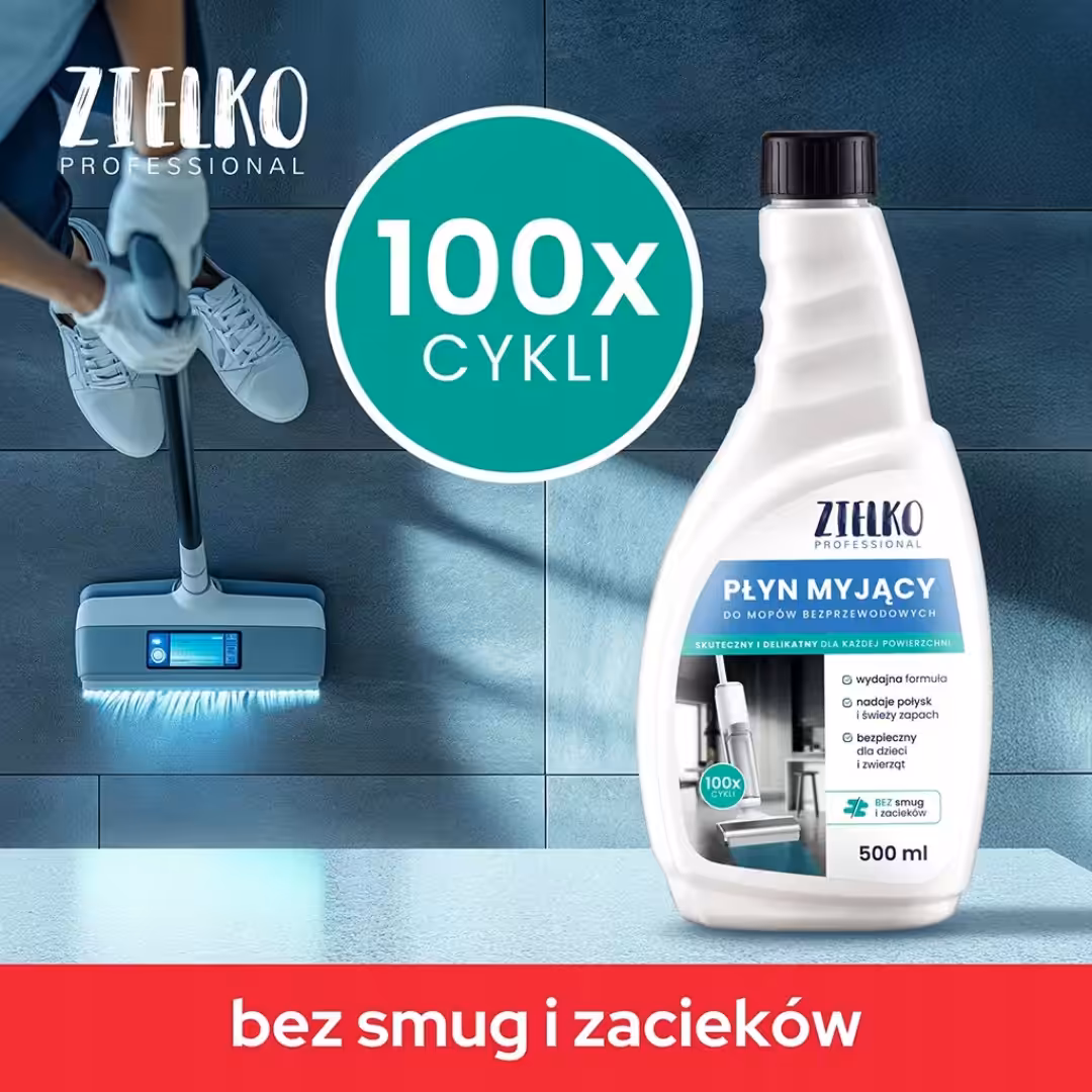 ZIELKO Płyn myjący do mopów bezprzewodowych Bez smug i zacieków na 100cykli - obrazek 6