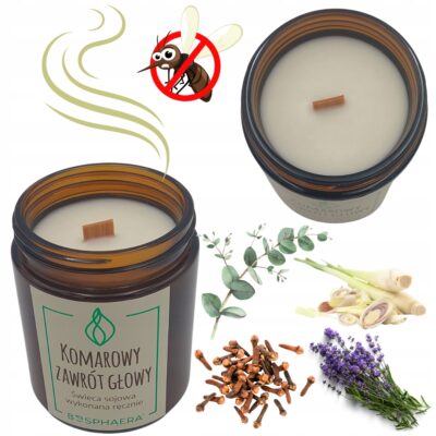 Naturalna Świeca zapachowa sojowa na komary KOMAROWY ZAWRÓD GŁOWY Bosphaera
