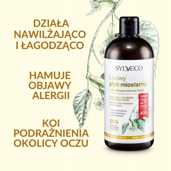 SYLVECO Lipowy płyn micelarny dla cery wrażliwej i podrażnionej, 400ml - obrazek 3