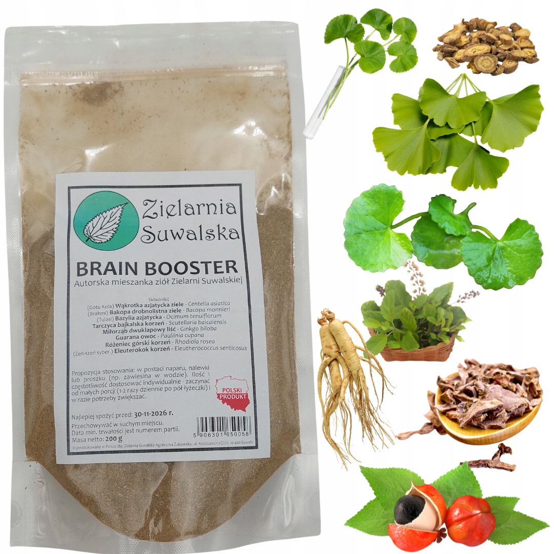 Brain Booster 200 g Zielarnia Suwalska autorska mieszanka ziołowa ziół