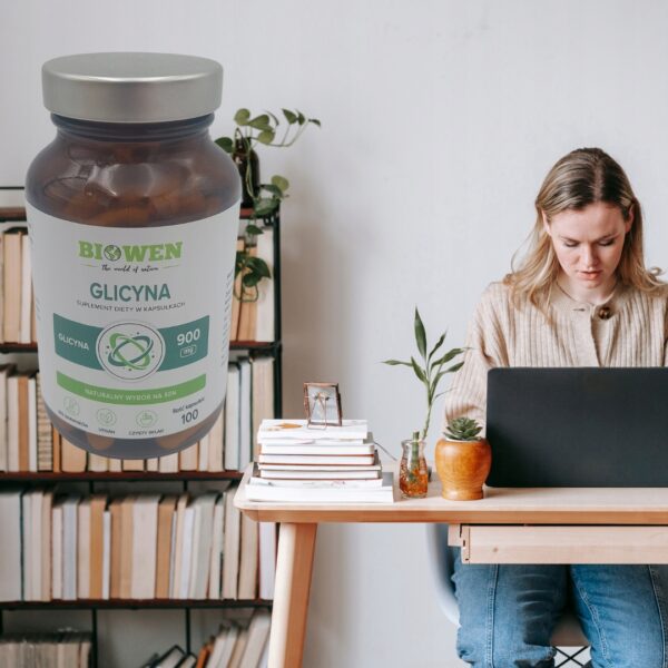 Biowen Glicyna 900mg czysta 100 kap vege sen, regeneracja i układ nerwowy - obrazek 6