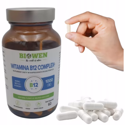 Biowen Witamina B12 Complex+ 3 bioaktywne formy B12 + witamina C i błonnik