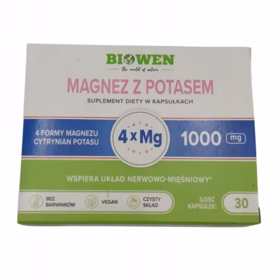 Biowen Magnez z Potasem 1000 mg 30 kaps - energia, serce, mięśnie