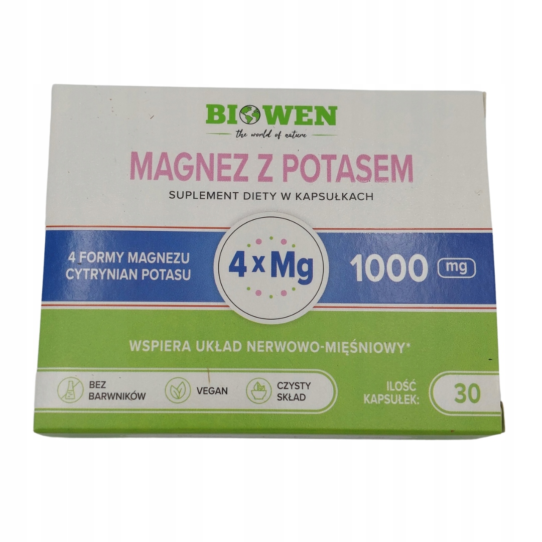 Biowen Magnez z Potasem 1000 mg 30 kaps - energia, serce, mięśnie