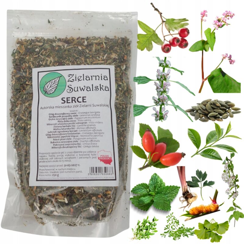 Zielarnia Suwalska - Mieszanka Ziołowa Serce 250g | głóg, melisa, miłorząb