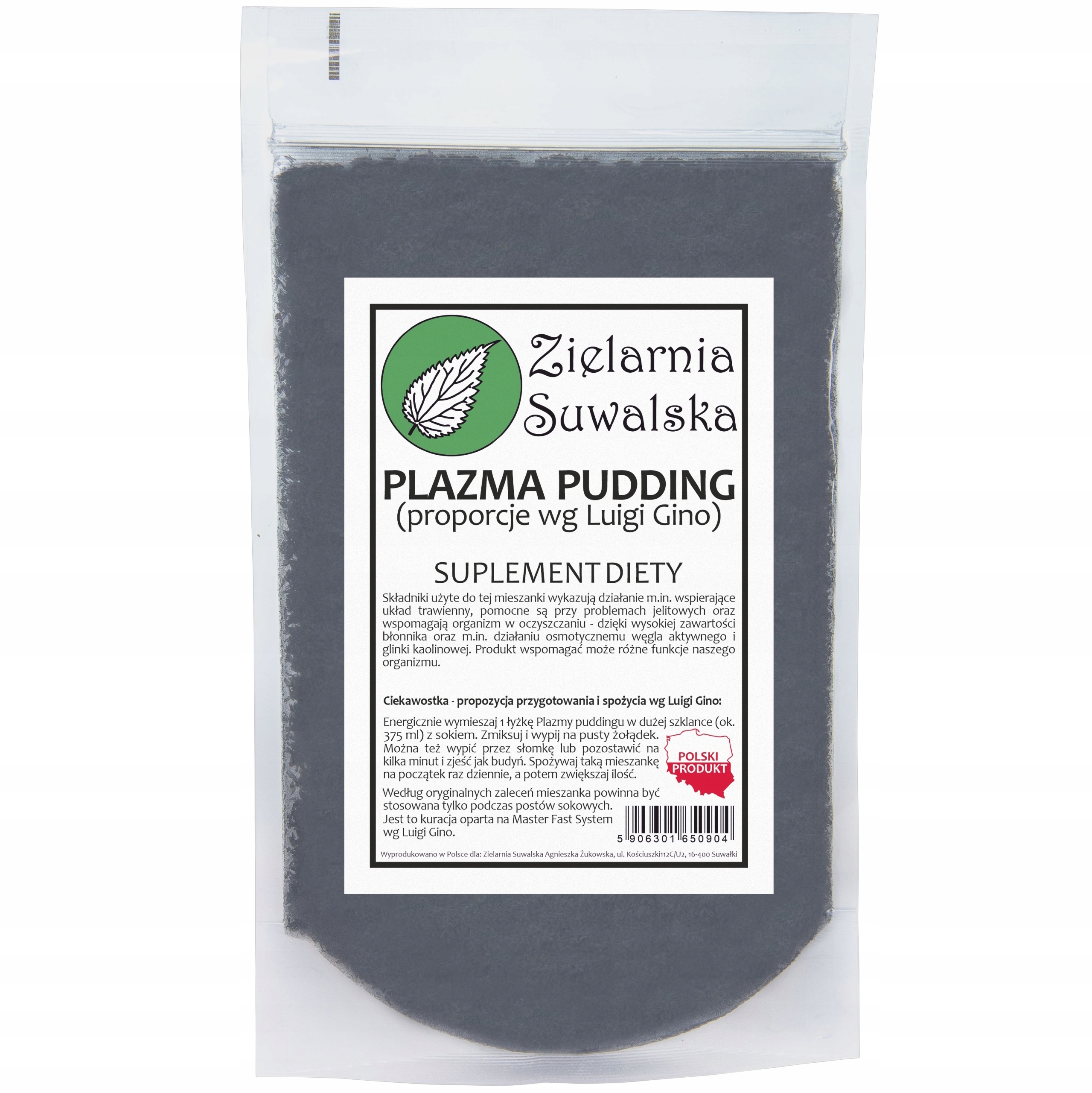 Plazma Pudding 150 g detoks oczyszczanie jelit błonnik Zielarnia Suwalska