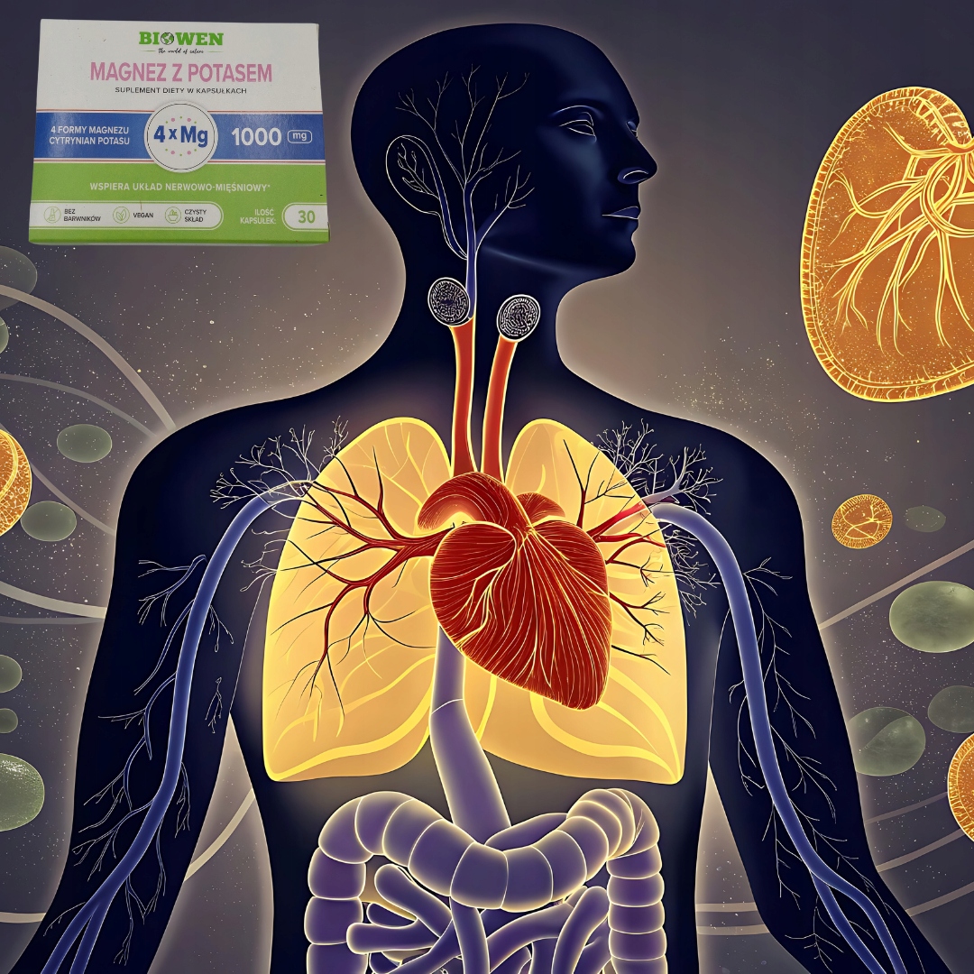 Biowen Magnez z Potasem 1000 mg 30 kaps - energia, serce, mięśnie - obrazek 2