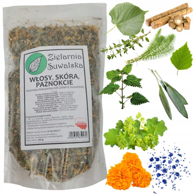 Zielarnia Suwalska - Zioła Włosy Skóra Paznokcie 200g | skrzyp, pokrzywa