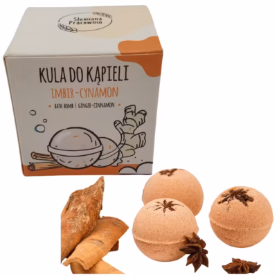 Kula do kąpieli Imbir - Cynamon 100% Naturalne Słomiana Pracownia