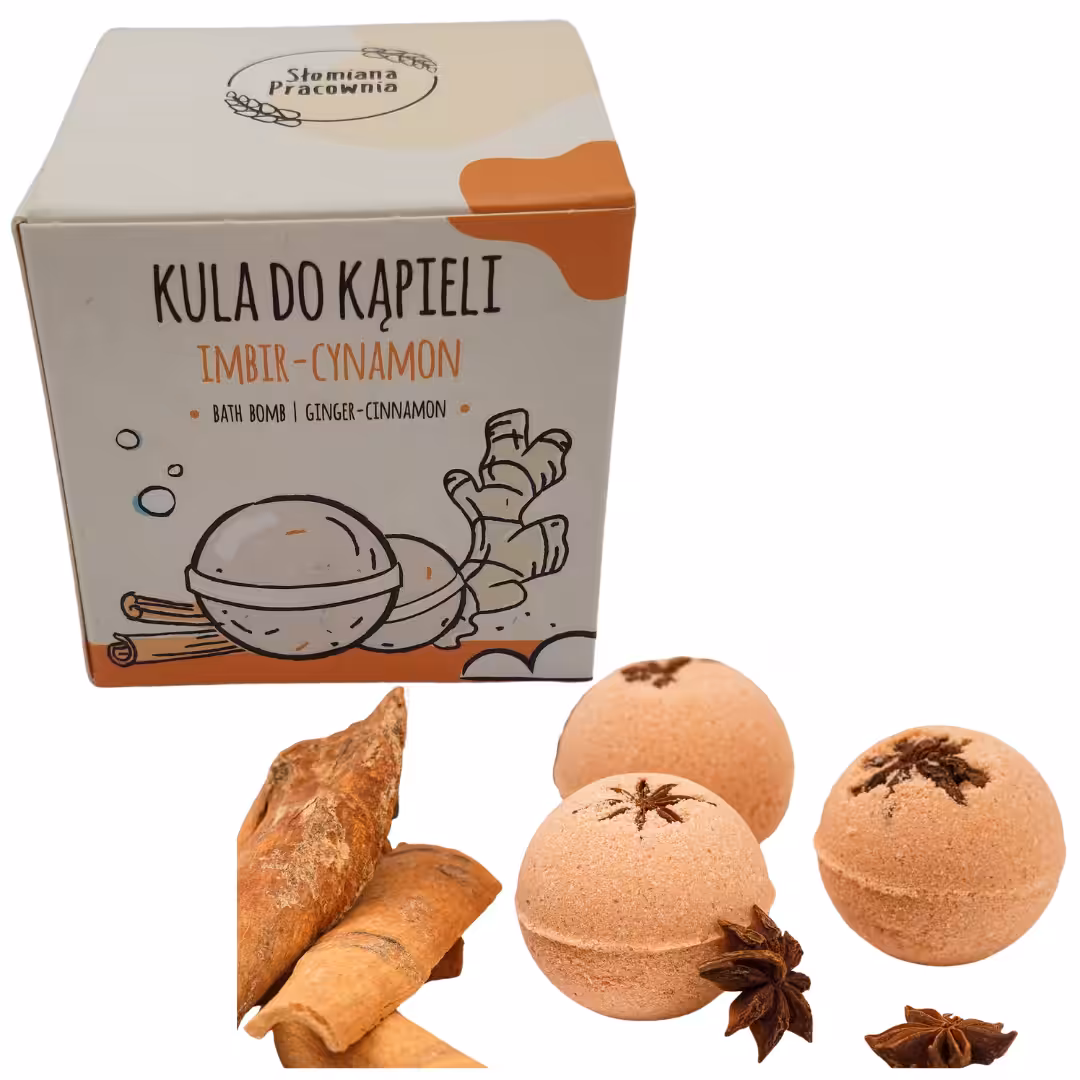 Kula do kąpieli Imbir - Cynamon 100% Naturalne Słomiana Pracownia