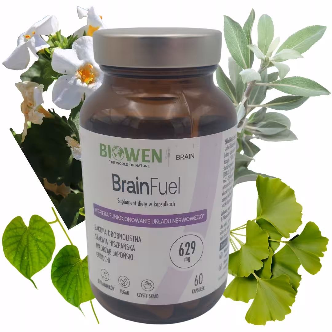 Biowen BrainFuel Wspiera Pamięć I Koncentrację 60 kapsułek Jasność myślenia