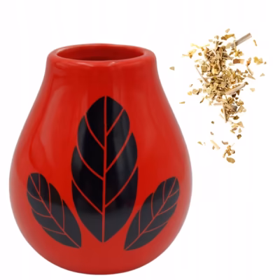 Matero ceramiczne Luka Hoja Red 350 ml stylowa tykwa do yerba mate