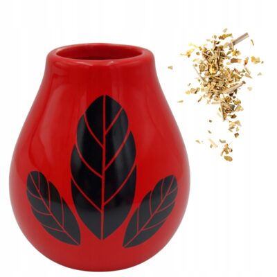 Matero ceramiczne Luka Hoja Red 350 ml stylowa tykwa do yerba mate