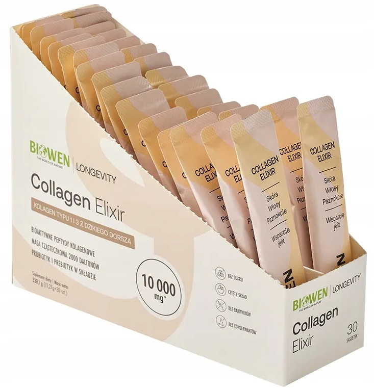 Collagen Elixir Biowen - kolagen rybi Naticol w saszetkach 30 szt z Wit C - obrazek 4