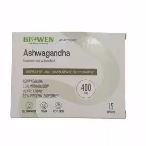 Biowen Ashwagandha 400 mg 10% witanolidów + BioPerine – 15 kapsułek