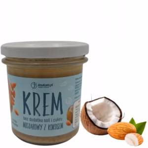 Chrupiący krem migdałowy z kokosem 300g – pasta z ciasteczkami i wiórkami
